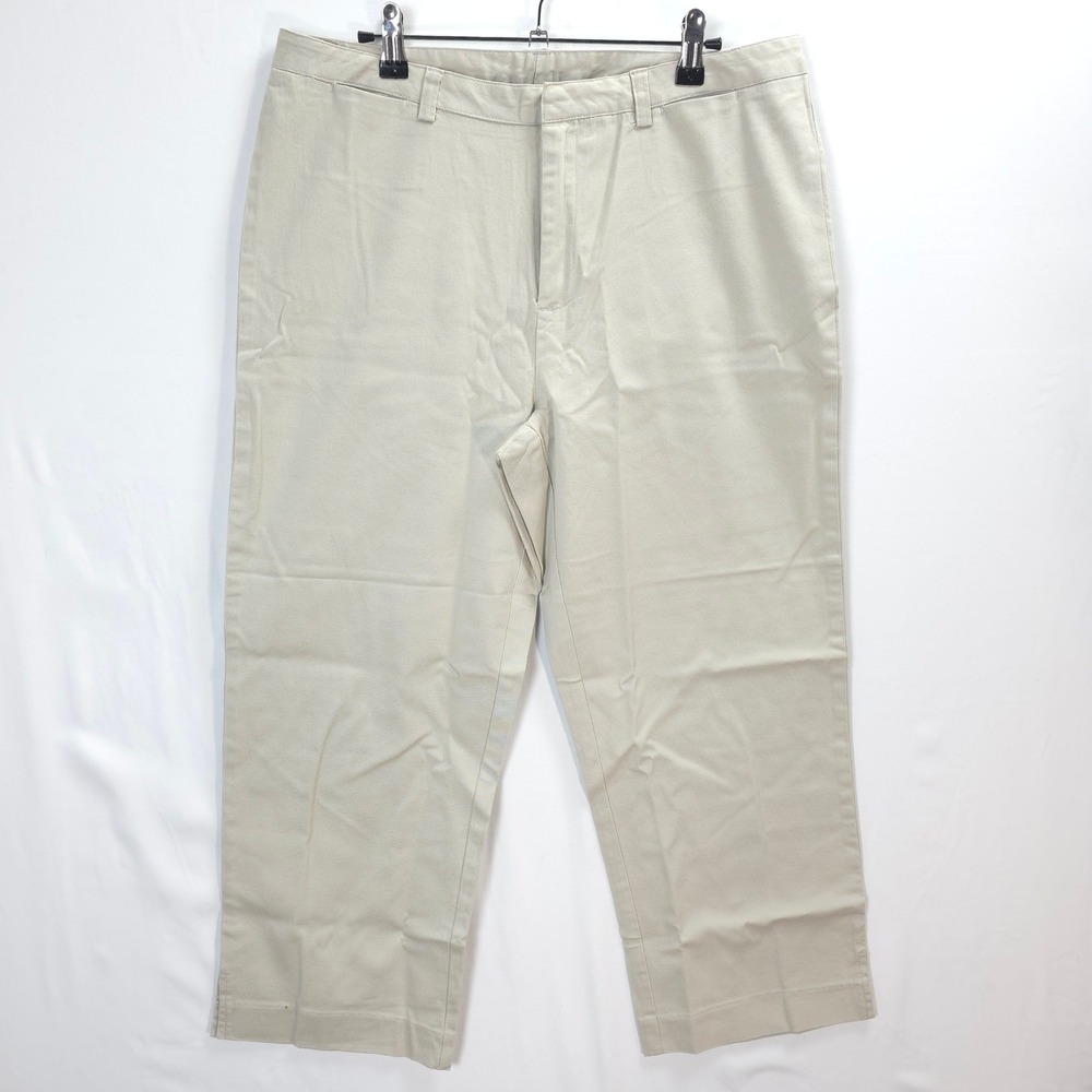 Lady Vesi Khaki Tan Cropped Chino Pants Women 8 Stretch Cotton Capris Neutral